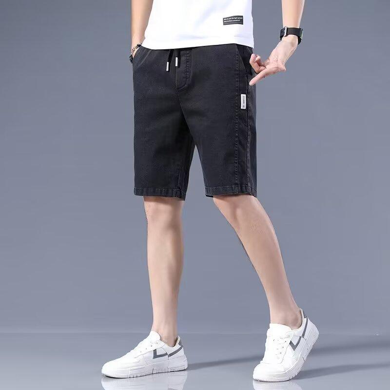 Men's denim shorts summer new casual pants men's loose straight five-point outer wear ice silk thin men's pants tide