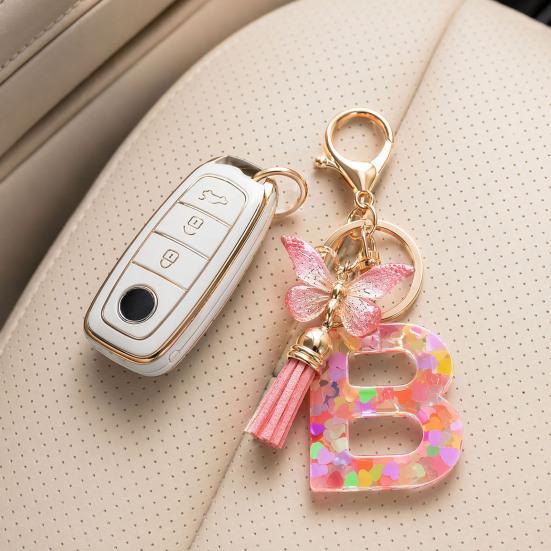Heart Keyring Keychain Pendant Epoxy Resin Pink 10.7 Cm/4.21 In 1 Pc
