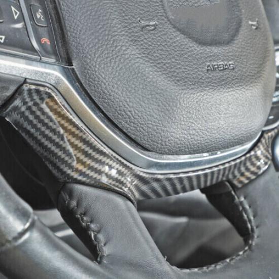Steering Wheel U Cover Trim Decor Frame For Dodge Ram 1500 2018+ Carbon Fiber