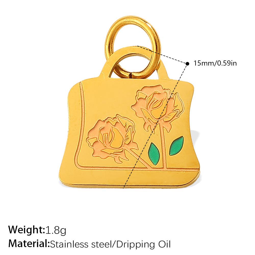 European and American Versatile Creative Color Bag Pendant, Stainless Steel Dripping Oil DIY Bracelet Necklace Accessories