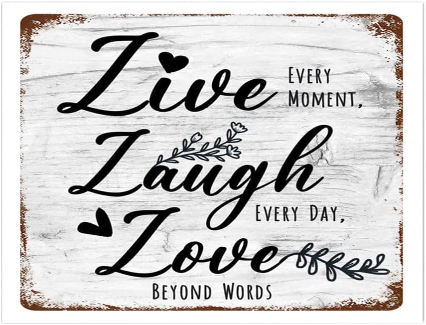 Live Every Moment Laugh Every Day Love Sign On Wood Wood Word Signs For Walls Metal Tin Signs Word Plaques Smooth Fashion Fai 20x30cm（7.8x11.8inch）