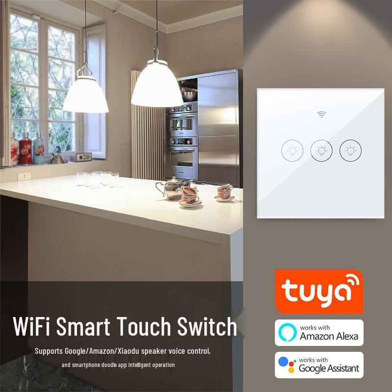 Graffiti WiFi & 433MHz Touch Switch with Alexa Voice Control EU White Single (WIFI+433 Version)