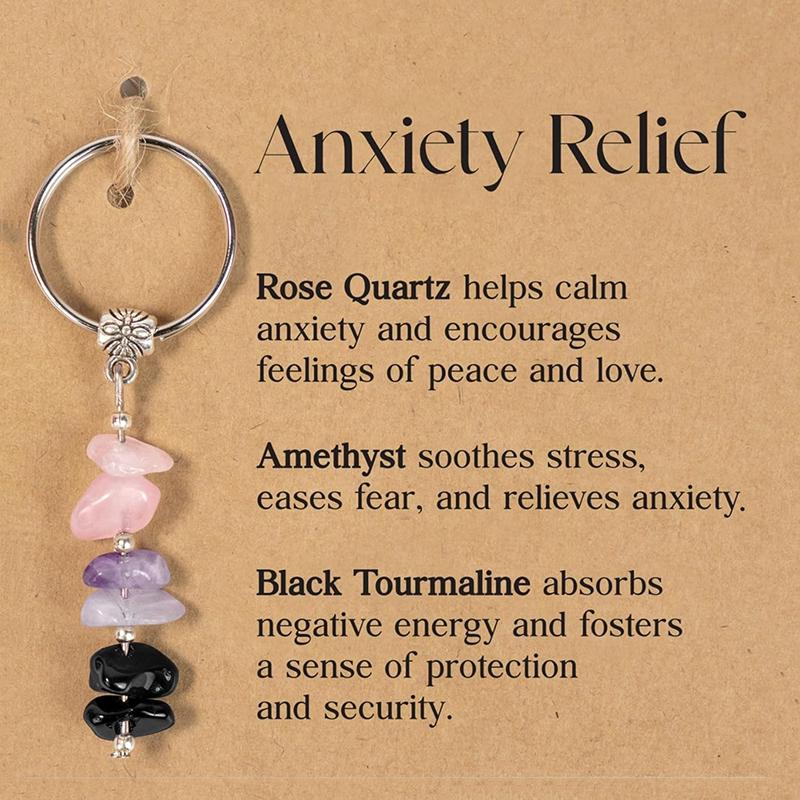 Natural Crystals Keychain Gift For  Beginnings Small Healing Stones Keychain For Anxiety Relief. Healing Crystals