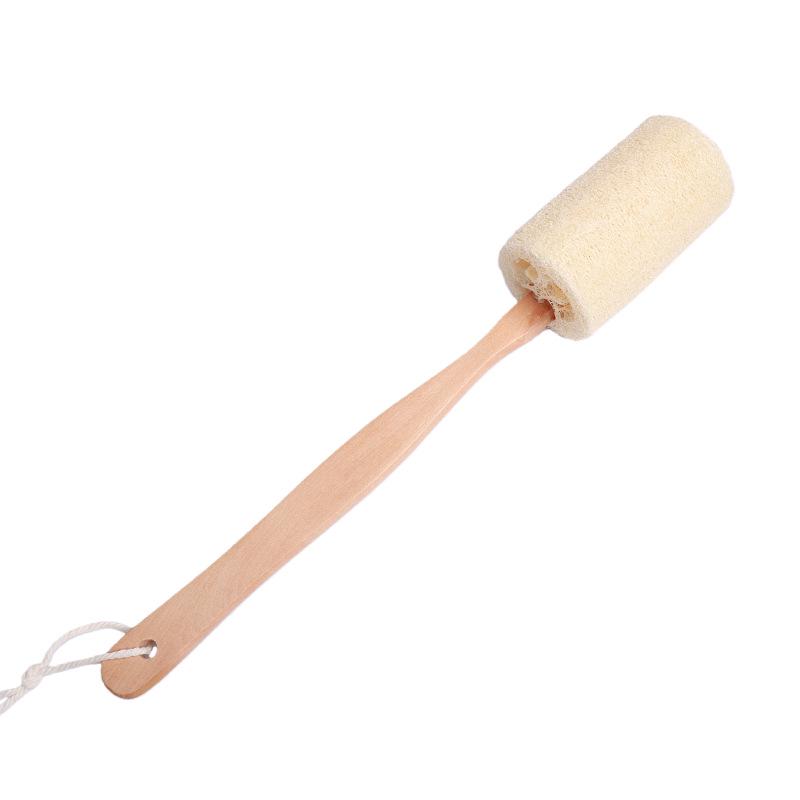 Long-Handle Loofah Bath Scrubbing Brush with Exfoliating Mud Scraper