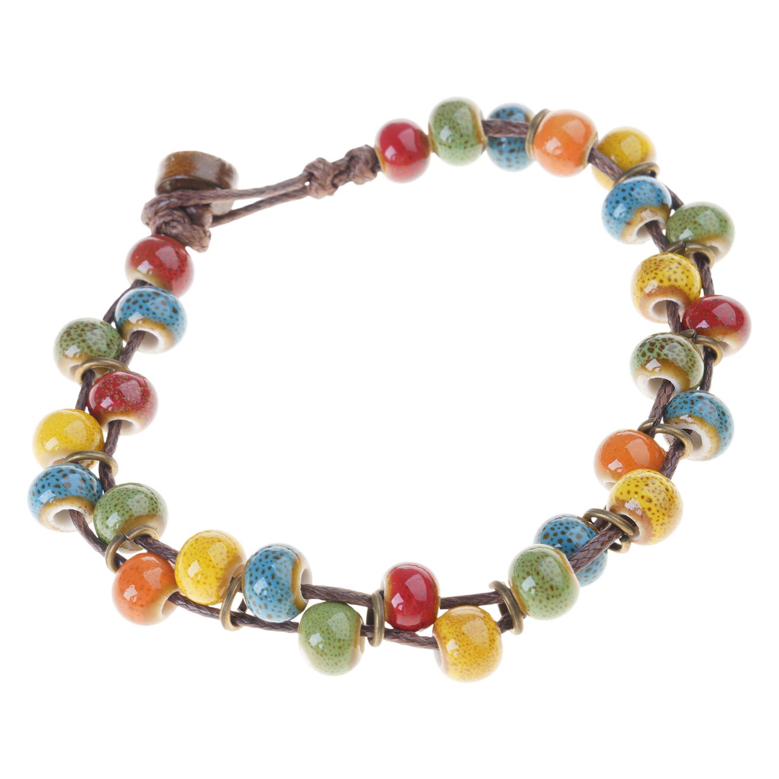 

Керамический разноцветный браслет ручной работы в богемном стиле, ручная цепочка, плетеный браслет на запястье, модный аксессуар для любителей искусства