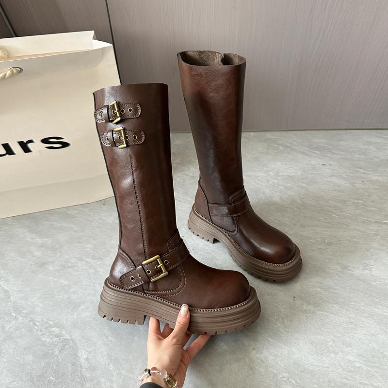 Winter Slip On Woman Knee High Boots Fashion Platform Heels Knight Long Booties Ladies Comfortable Shoes Mujer