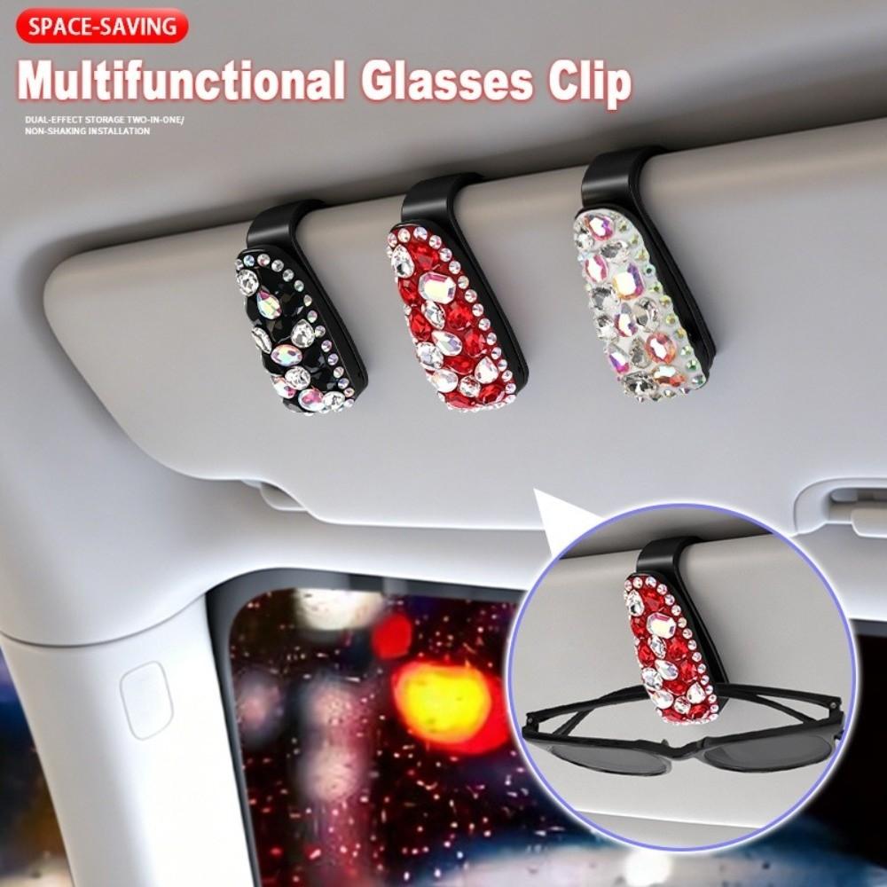 Multifunctional Sunglasses Clip Rhinestone Car Sun Visor Accessories Driving Accessories