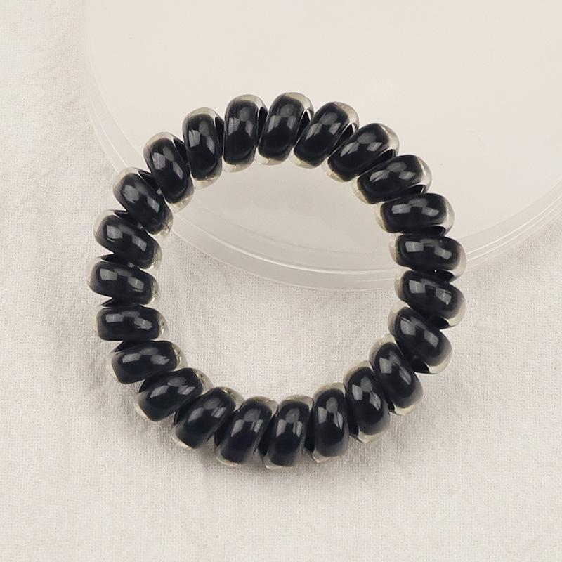 Frosted Black Transparent Hair Ring Bracelet - Large Jelly Matte Ponytail Headband