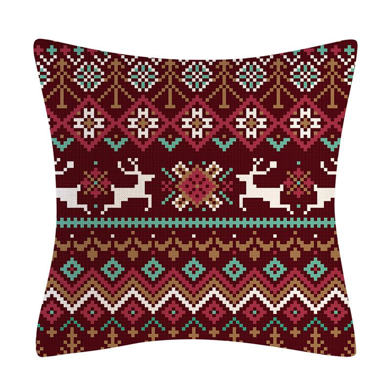 Retro Pletený Styl Vánoční Lněný Povlak na Polštář Los Sněhulák Domácí Povlak na Polštář Pohovkový Povlak na Polštář