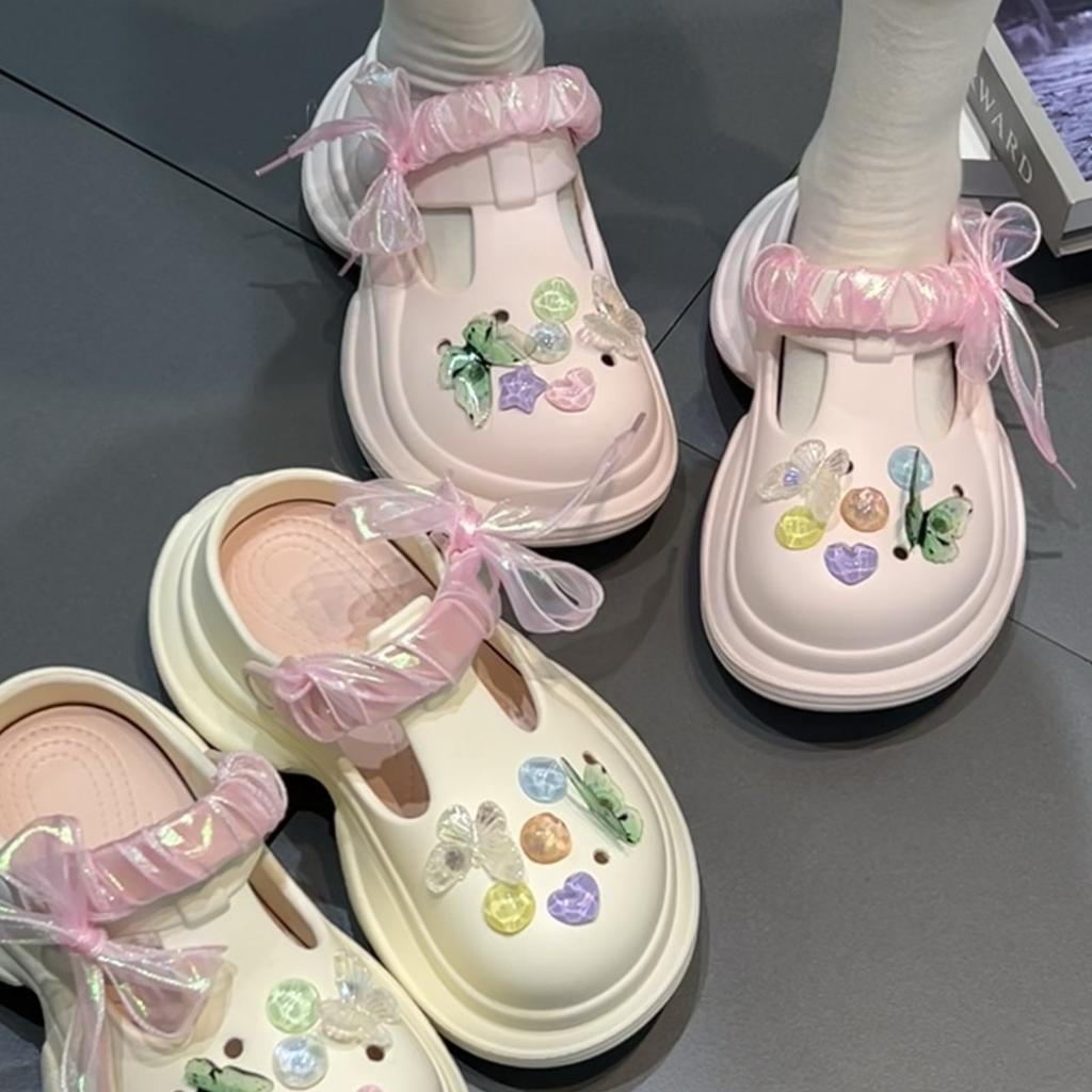 Fashion high-end hole shoes women's summer new outer wear runaway tired feet non-slip bag head slippers