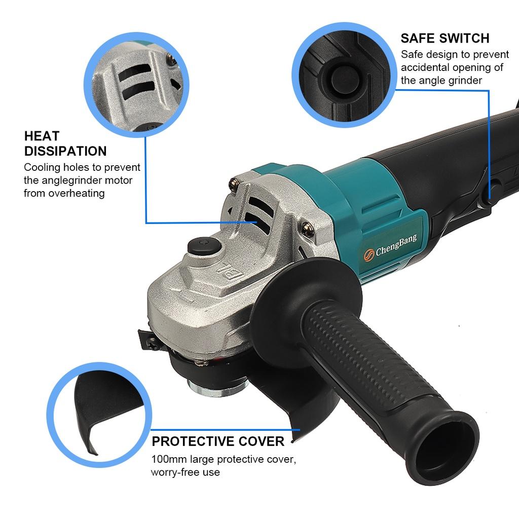 21V 100MM 1/2 Lithium-Ion Battery DIY Woodworking Grinding Machine Power Tool Brushless Electric Angle Grinder Cutting Machine