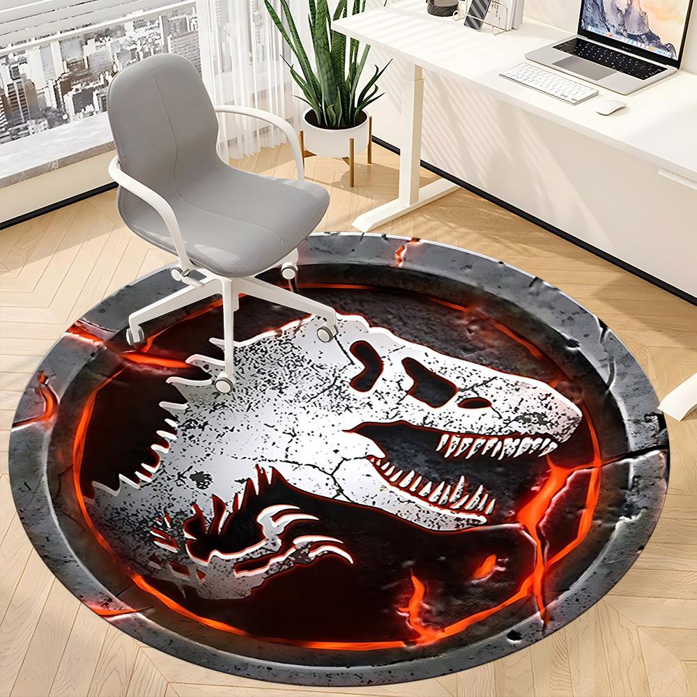 1pc Dinosaur Skull Chair Carpet for Office - Indoor Non-Slip Washable Polyester Fiber Carpet, Soft Comfortable Mat For Office Yy250928067