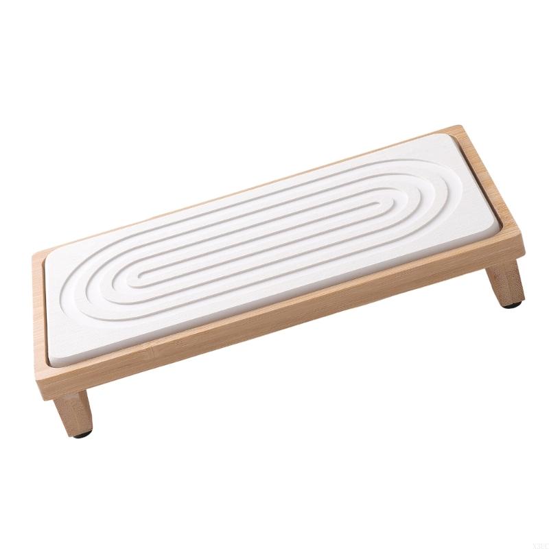 Natural Bamboos Counter Mat Absorbent Drip Dry Tray for Bathroom Kitchen X3UC