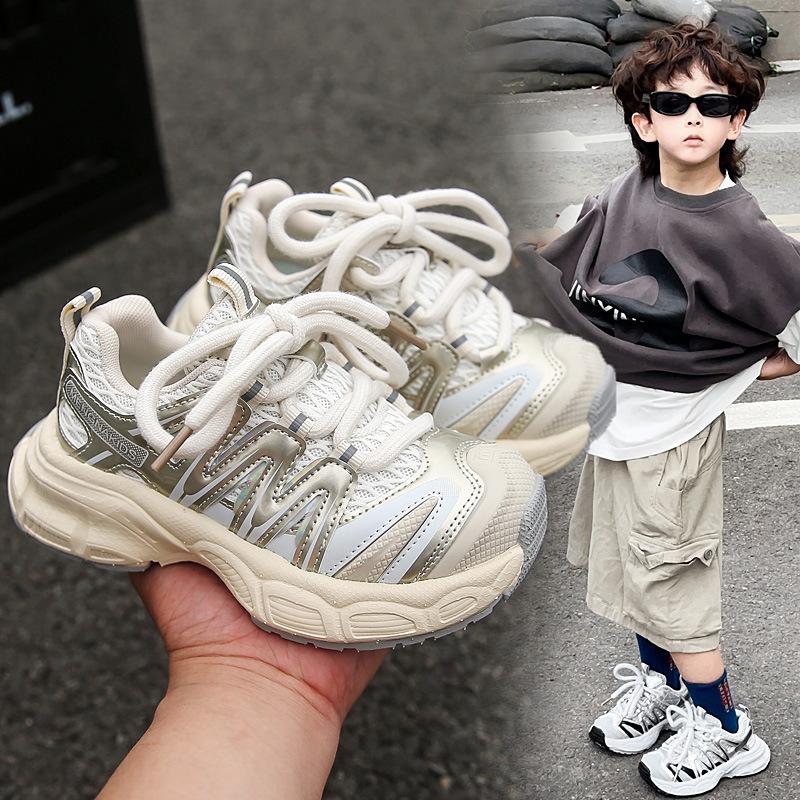 Children's sports shoes male and female classmates 2025 spring and autumn new breathable shoes platform mesh shoes mountaineering shoes dad running