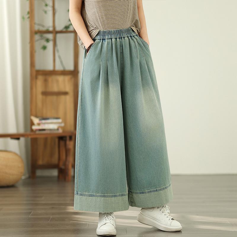 DIMANAF 2025 New Summer Basic Vintage Jeans Harem Pants Casual Elastic Women Loose Denim Trousers Wide Leg Pants