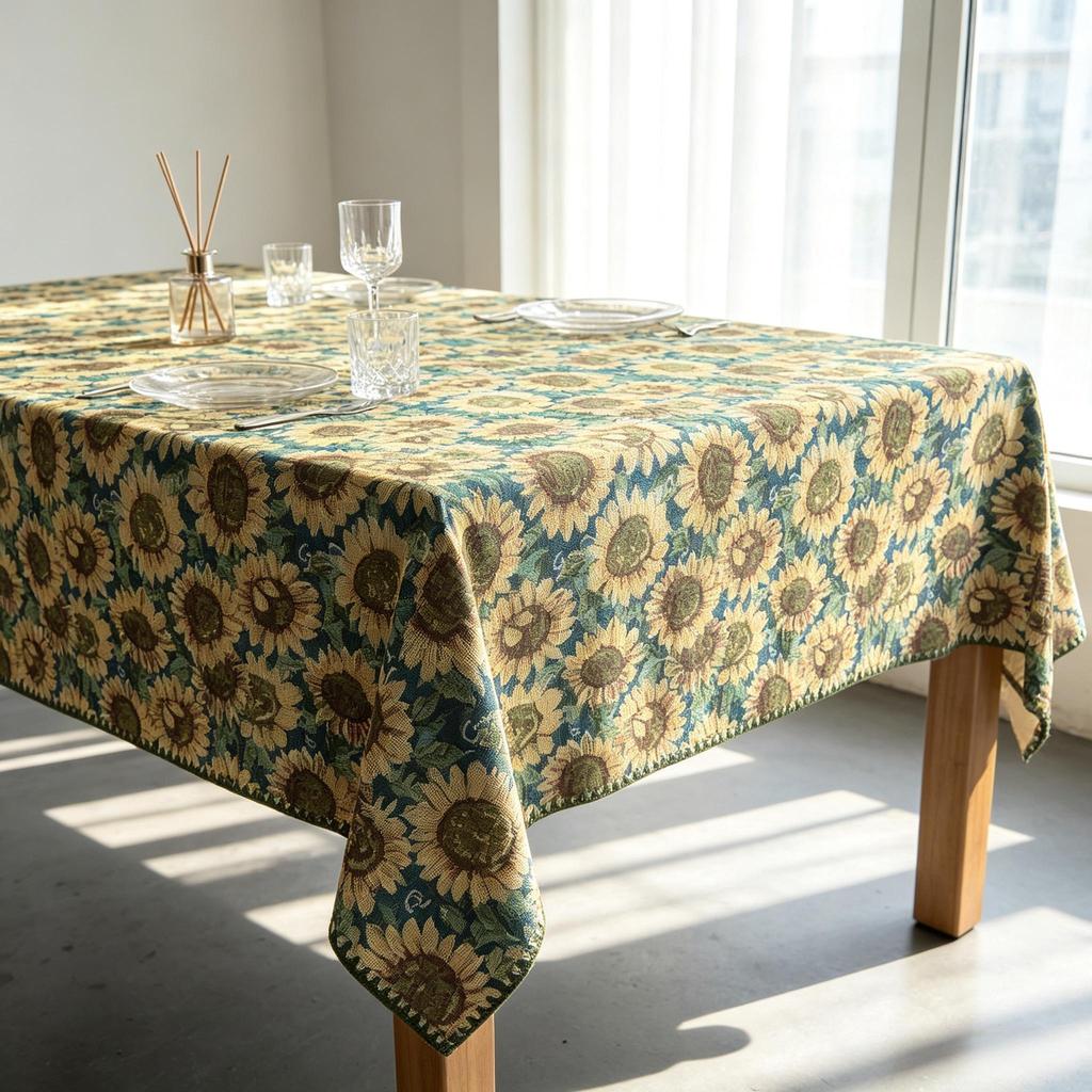 Toalha de Mesa Retangular Macia de Algodão e Linho Lavável Durável para Uso em Cozinha, Sala de Jantar, Festa
