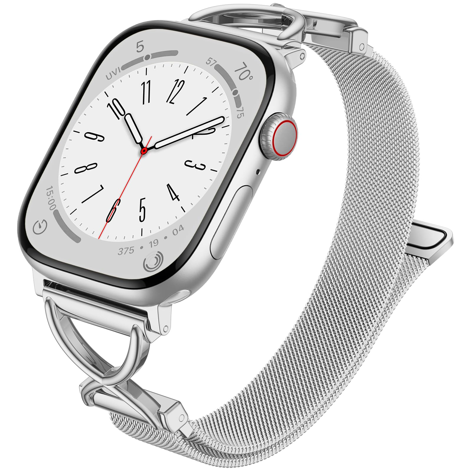 

Watch Band For Apple Watch Series 10 9 8 7 SE 6 5 4 3 2 1 42mm 41mm 40mm 38mm X-Shape Slim Magnetic Clasp Stainless Steel Strap Silver