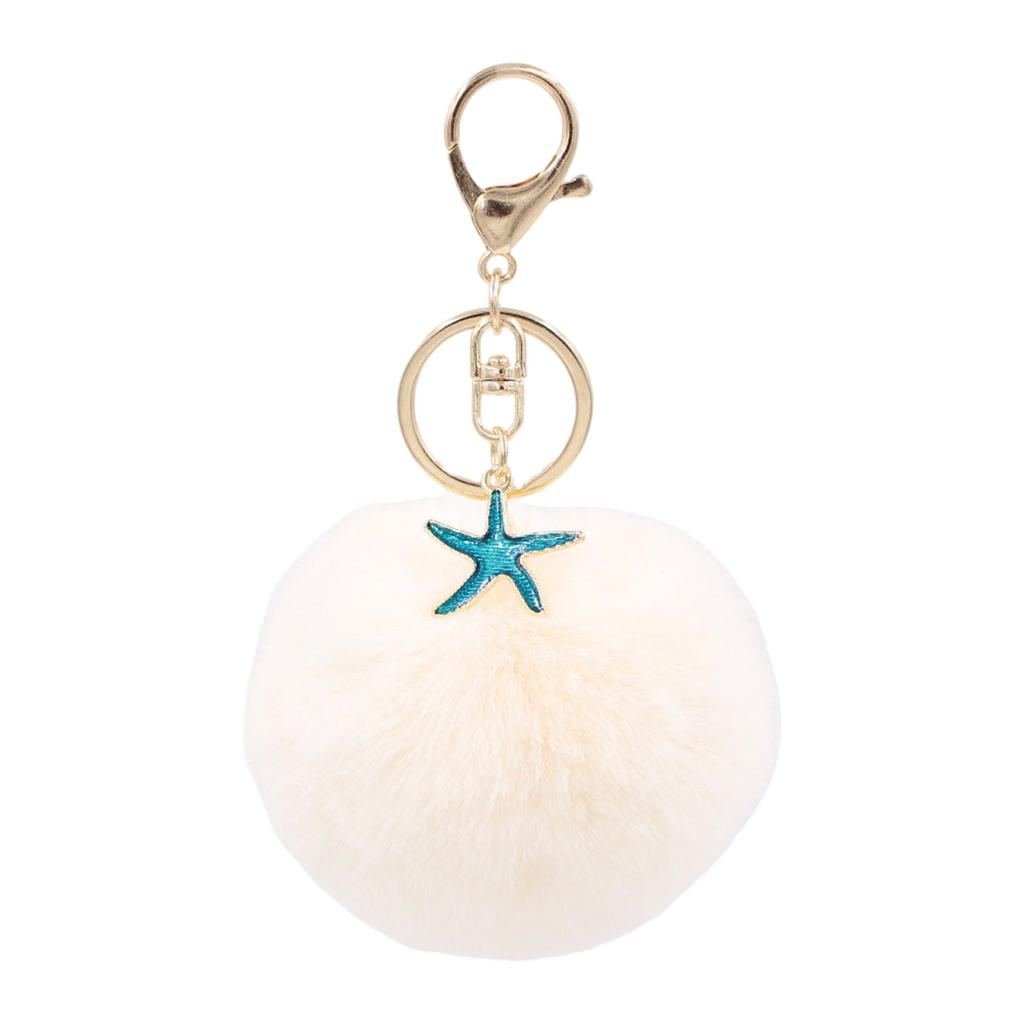 Soft Plush Starfish Keychain Accessory Durable Starfish Furry Sphere Keychain Key Chain Accessory for Fashion Lovers