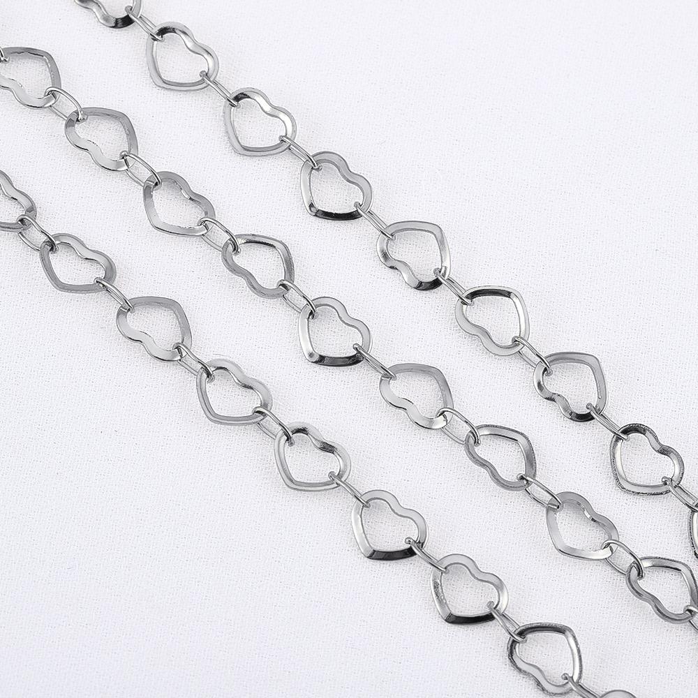 

1Meter Stainless Steel Hollow 5mm 10mm Love Heart Link Chains for Fashion Necklace Bracelet Jewelry Findings DIY Chain Component 1meter