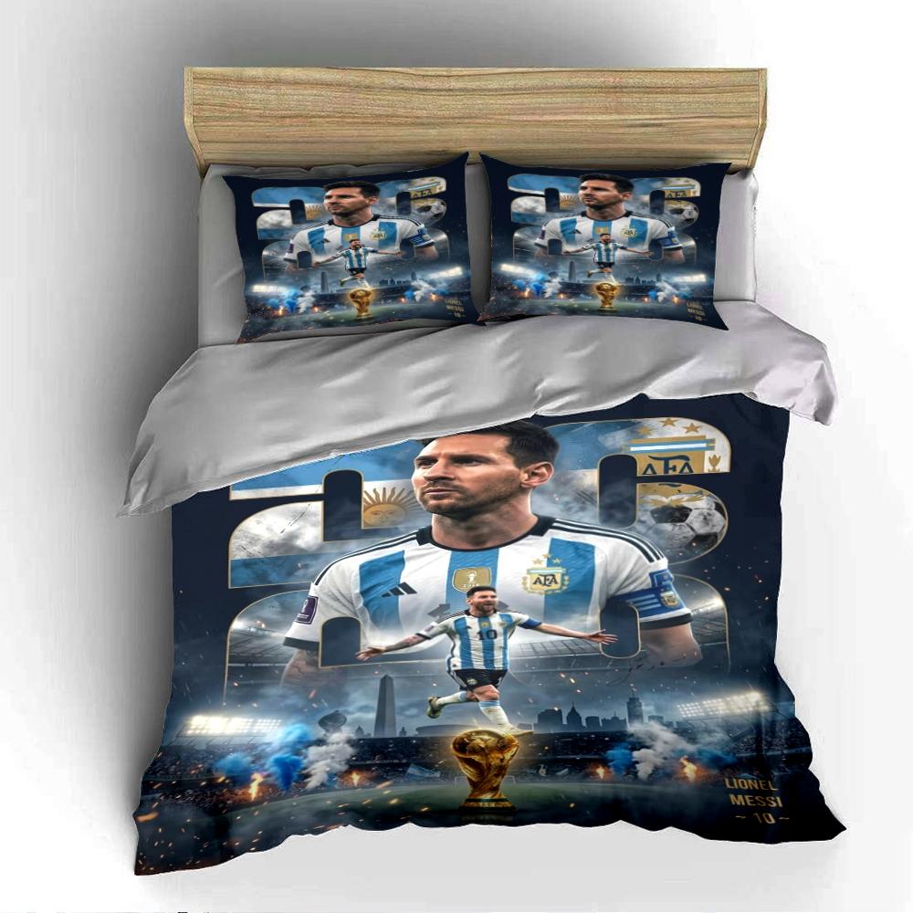 Argentinischer Fußballmeister Set Bettwäsche Bettbezug-Set Bettbezug Kissenbezüge Heimdekoration (1 * Bettbezug 2 * Kissenbezüge, ohne Bettdecke)