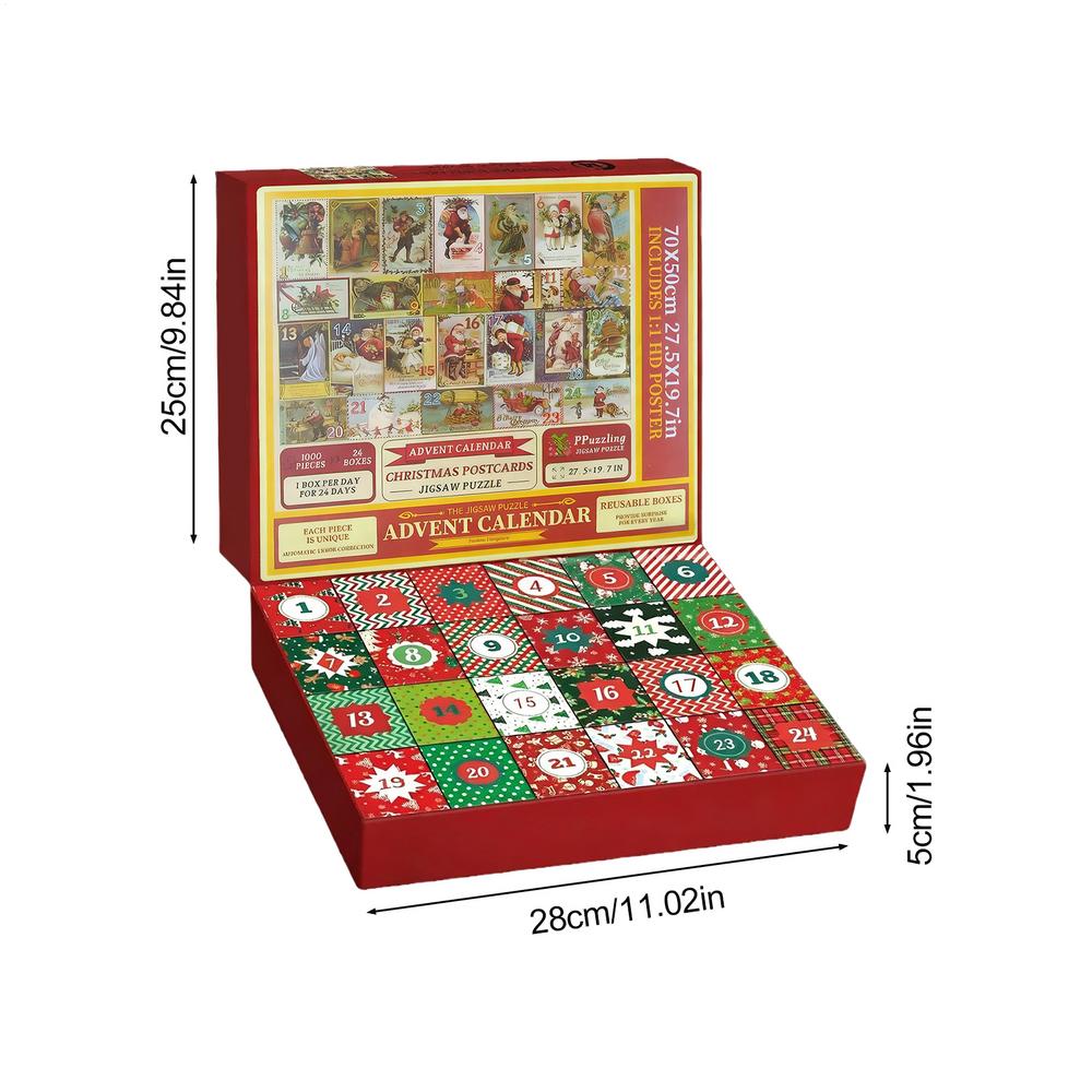 

2026 Christmas Countdown Calendar Family Puzzles Game 24 Days Puzzles Countdown Calendar for Men Women Boys Girls Youth Teens M червоний