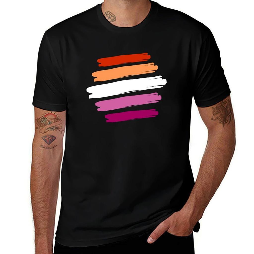 Lgbtq Lesbian Artsy Paint Pride Flag Tshirt Casual Streetwear Short Sleeve Tee Tshirt