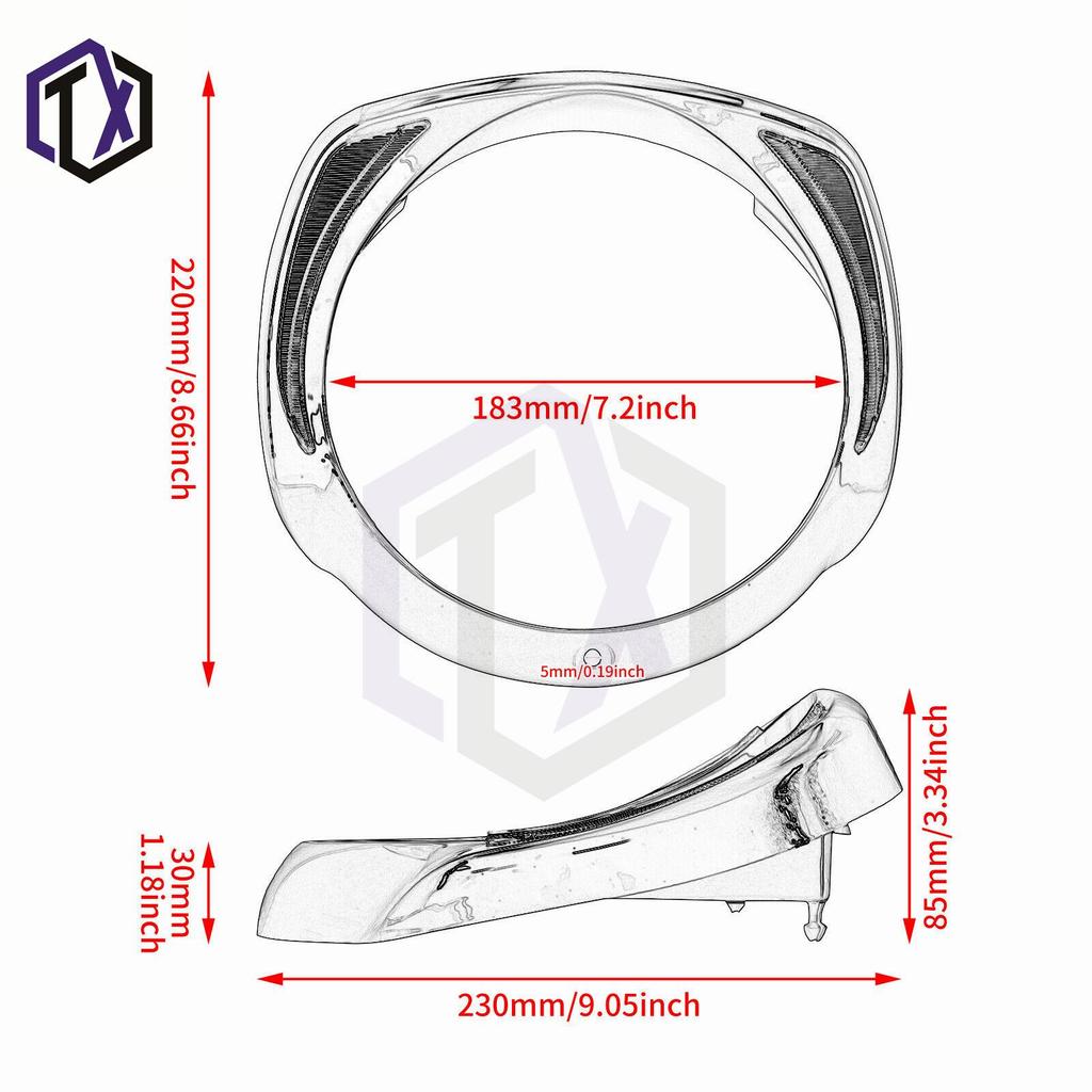Flaggschiff Glide Road Dreirad 7" LED-Scheinwerfer Abdeckung