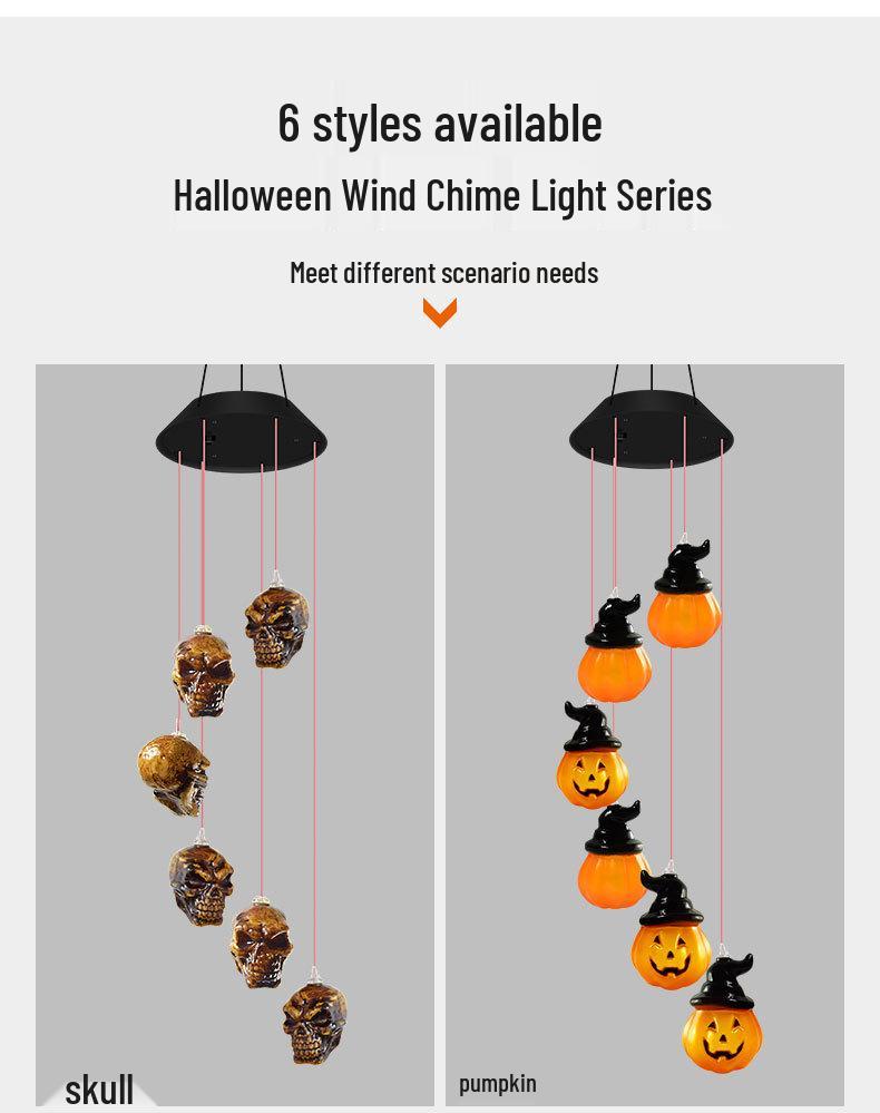 Solar Seven-Color Rose Wind Chime Lamp: Outdoor Courtyard Hanging Light for Halloween Decor
