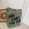 Mesh Tote Bag Women Summer Beach Handbag with Bold Lettering Casual Everyday Shopping Bag