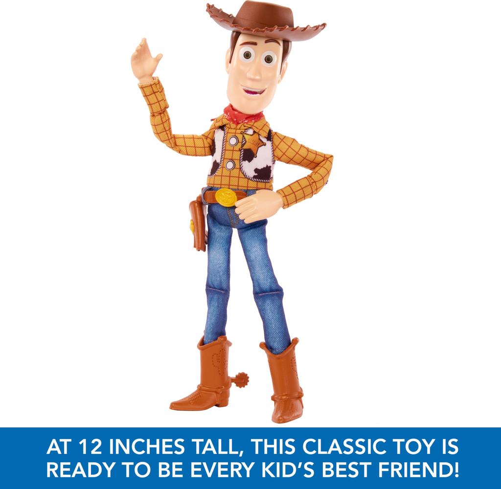 Tel Toy Story 4 Toy Story Movie Toy, Talking Woody Figure with Ragdoll Body, 20 Phrases, Pull Tab Activated Sounds, Roundup Fun Woody
