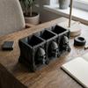 Spooky Skull Makeup Brush Box 3-Slot Skeleton Flower Planter Pot  Office Decor