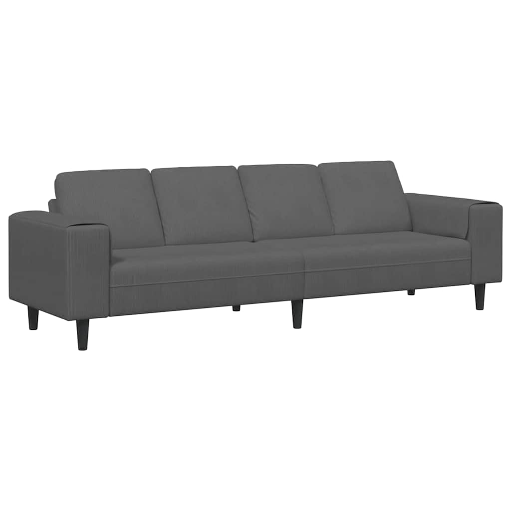 Dark Grey Sofa 250 X 77 X 76 Cm Cord Fabric