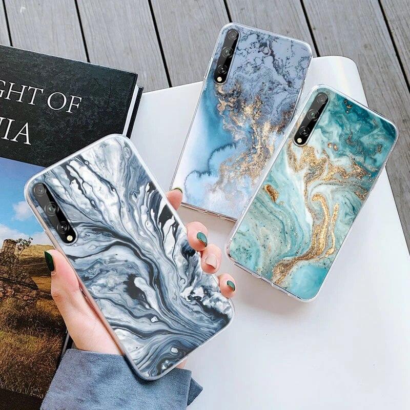 

Чехол с мраморным цветком для Huawei Y8P Y8 P, матовый мягкий силиконовый чехол для телефона, прозрачный чехол для Huawei Y8P, противоударный защитный чехол Huawei Y8p