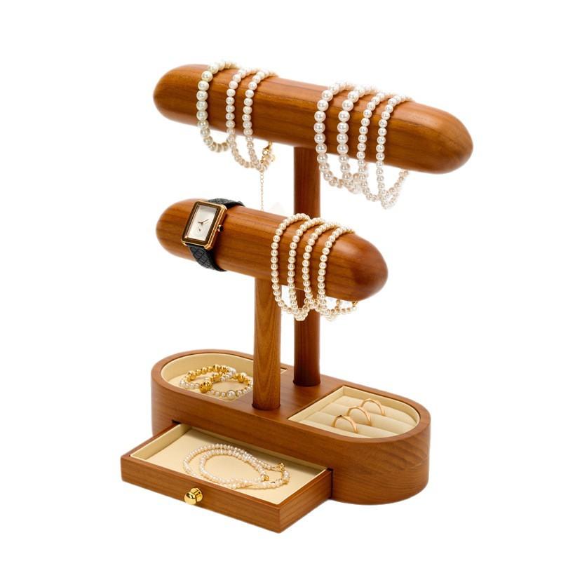Solid Wood Watch & Jewelry Stand, Wristwatch Display Holder, Organizer for Rings, Necklaces, Bracelets & Beads