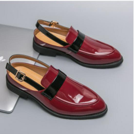 Men s Trendy Backless Leather Slippers: Pointed Toe Outdoor Sandals 44 красный