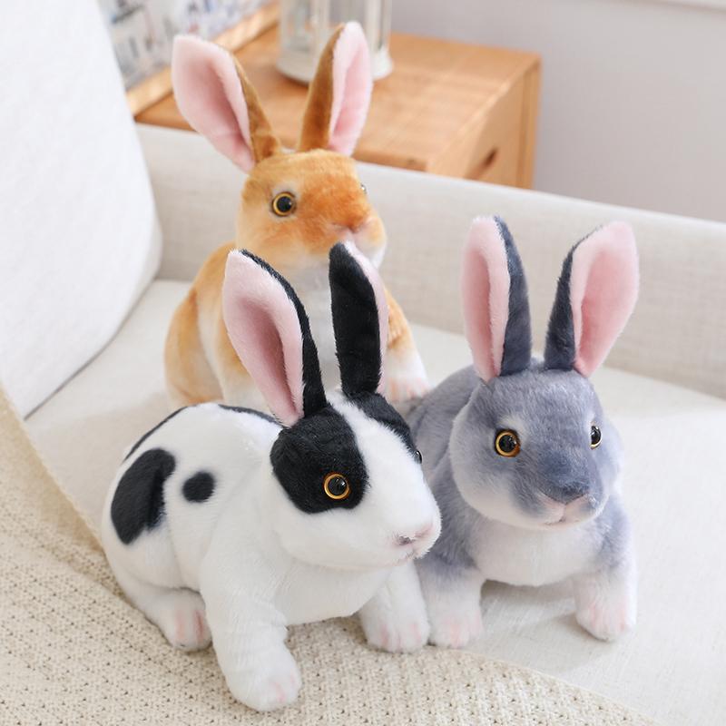 Simulation Long Ears Realistic Rabbit Plush Toy Lifelike Animal Stuffed Doll Toys for Boys Girls Birthday Gift Room Decor