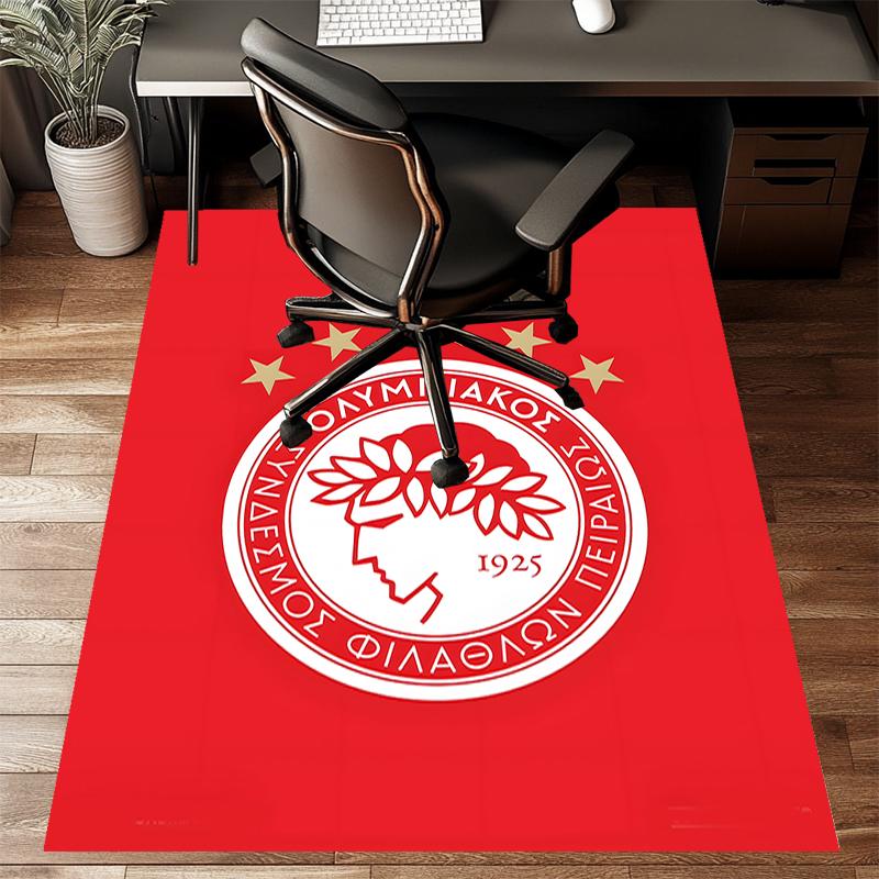 Olympiacos F.C Polyester Carpet, Soft Indoor Mat for Office Chair, Living Room, Computer Desk - Decorative Home Office Rug Design