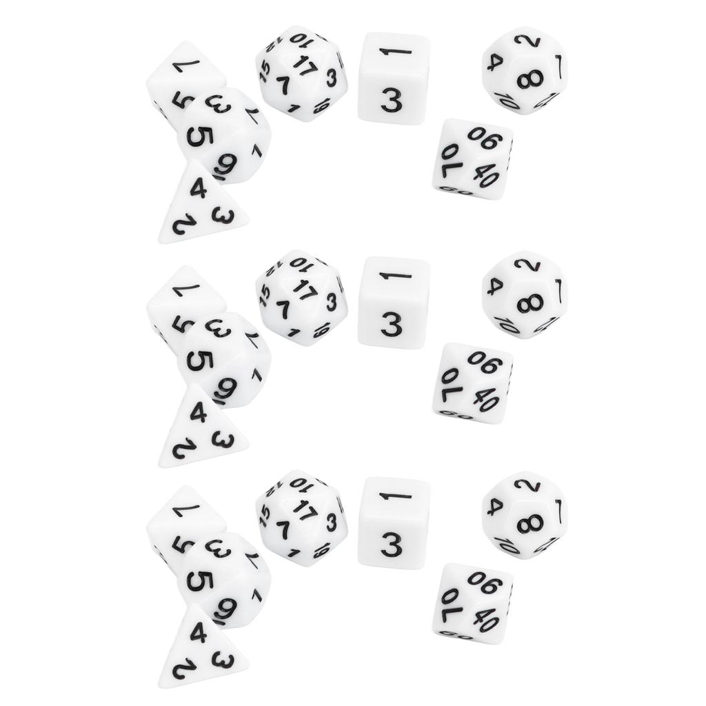 21Pcs Multi Sided Dice Set Waterproof Safe Practical Puzzle Tabletop Game Polyhedral Dice Kit White