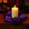 Purple Artificial Rose Flowers Spooky Table Candle Holders Halloween Candle Rings  Dining Table