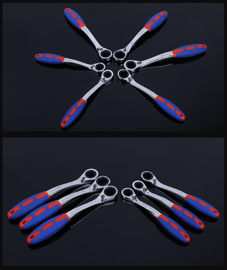 Plastic Handle Dual-Use Multi-Spec Ratchet Wrench for Household Tools