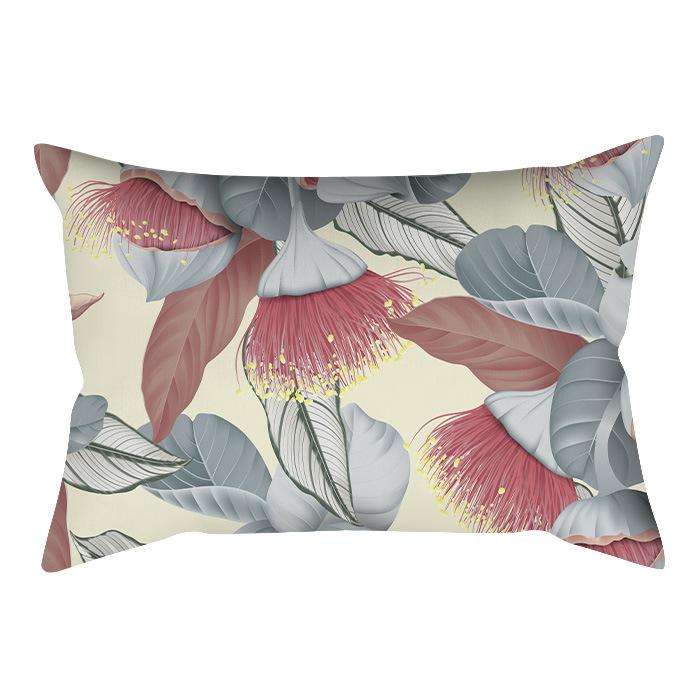 Home Flower and Green Plant Rectangular Waist Pillowcase, Peach Skin Velvet Digital Printed Throw Pillow, Office Waist Cushion Cover