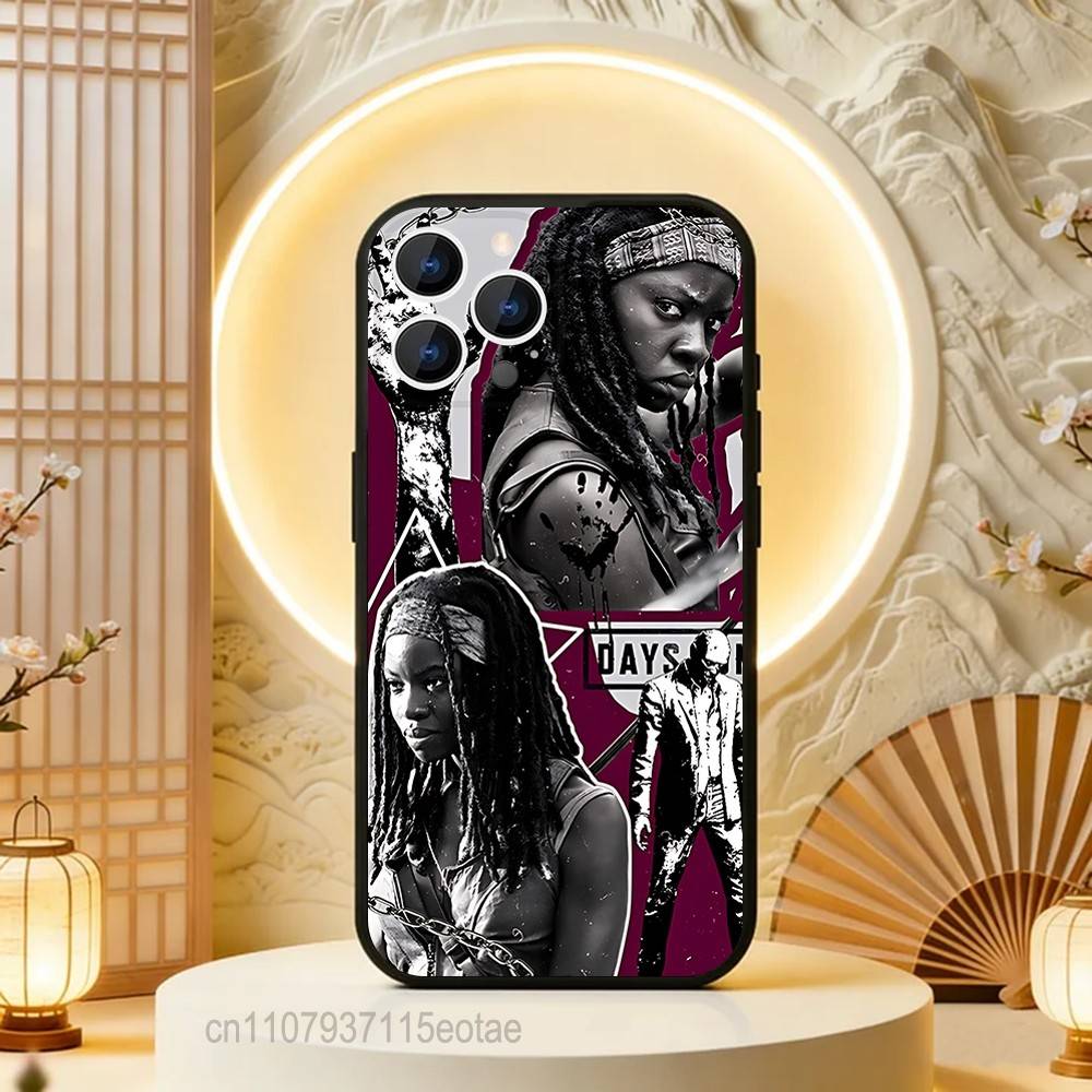 TWD Walking Dead Character Phone Case Silicone Soft For IPhone 16,17,15,11,13,12,14,Mini,Pro,Max,Plus,Air,E Black