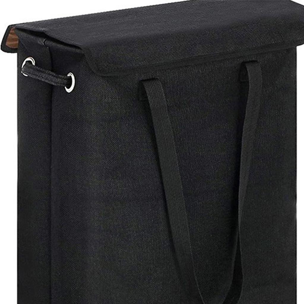 Linen Laundry Hamper with Lid 45L Collapsible Dirty Clothes Basket Imitation Cotton Wash Bin for Home Dorm Storage