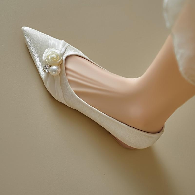 Flower Pearl Women Flats Shoes Crystal Elegant Pointed Toe Party Sandals 2025 Trend New Dress Woman Loafers Summer Shallow Shoes