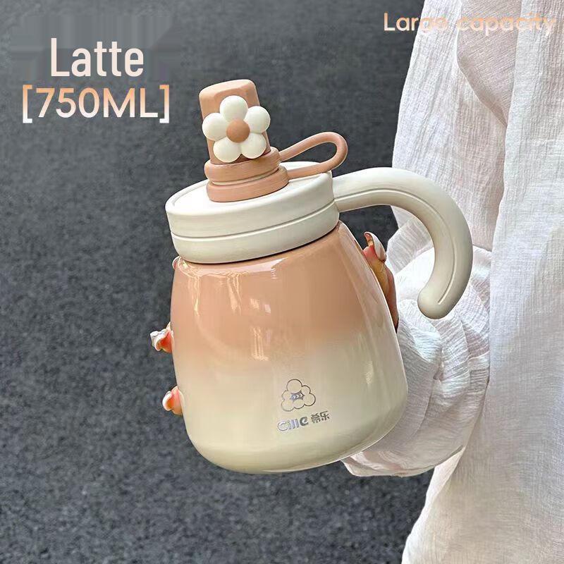 Cille 750ml Stainless Steel Portable Double-Drink Straw Cup