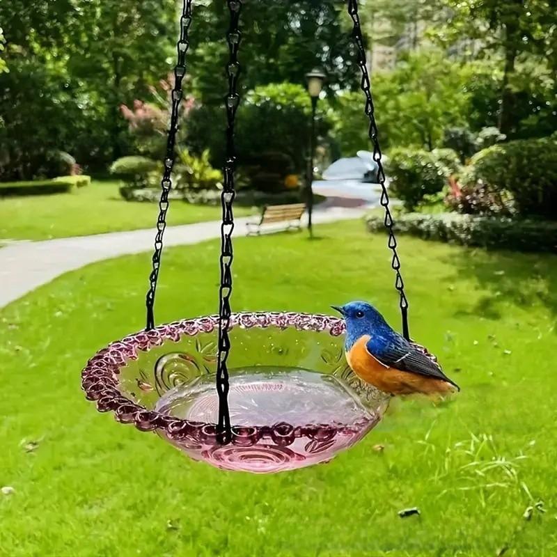 Bird Feeder And Bird Bath Hanging Decor With Automatic Feed System For Garden And Balcony