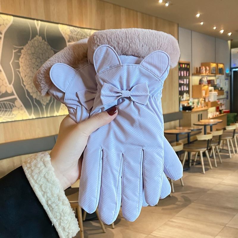 Winter Warme Dicke Handschuhe Niedlicher Kleiner Bär Plüsch Handgelenk Wasserdicht Touchscreen Schutz Warme Handschuhe Outdoor Skiausrüstung