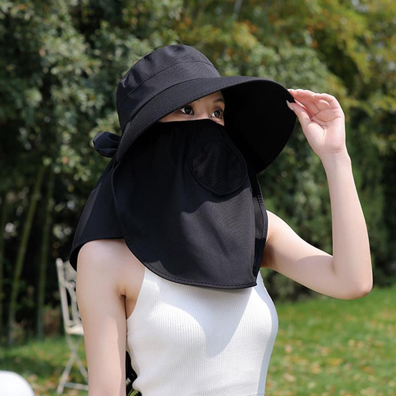 Summer women's full face covering sun hat outdoor windproof neck tea picking hat shading shawl sun protection hat