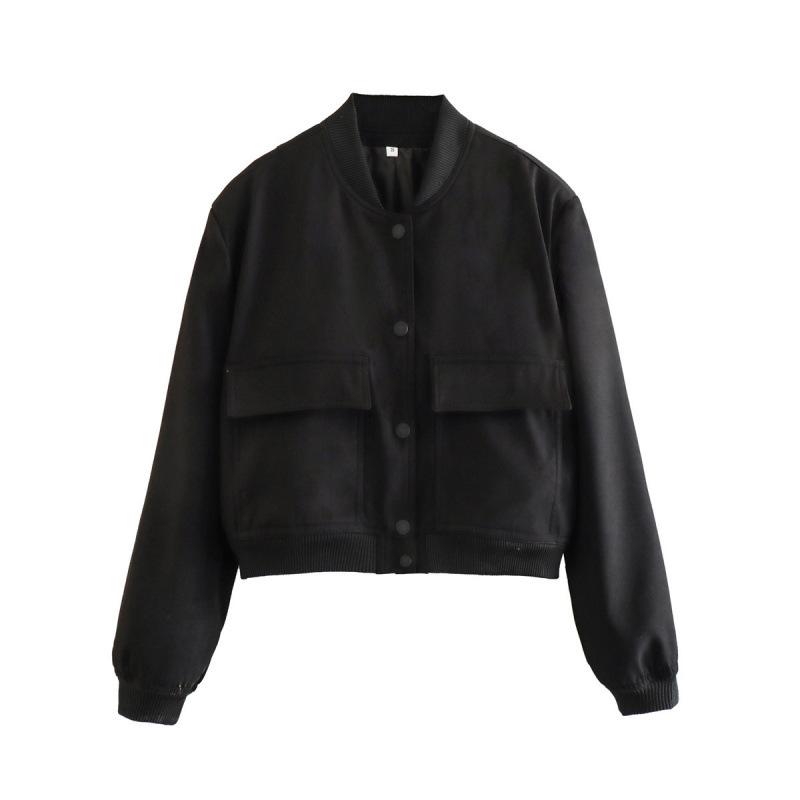 Spring and Autumn New Style Stand-up Collar Big Pocket Women's Jacket, Fashionable and Simple Commuter All-match Jacket