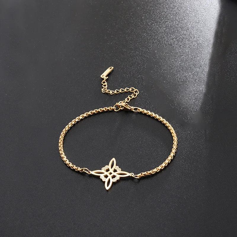 Fashion Charm Witch Knot Necklace Stainless Steel Irish Celtic Knot Pendant Witchcraft Amulet Magical Jewelry Gift for Girls